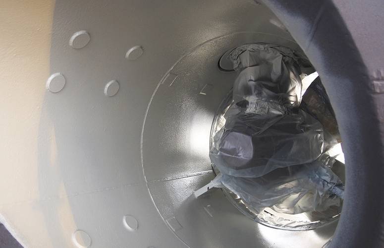 The thruster tunnel was coated with Ecoshield which is specifically designed to protect running gear. (Photo: Hydrex)
