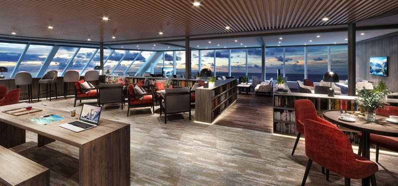 TOTAL UPGRADE: The three ships will receive a total makeover. This will be the new Explorer Lounge on MS Maud and MS Eirik Raude. Photo: HURTIGRUTEN
