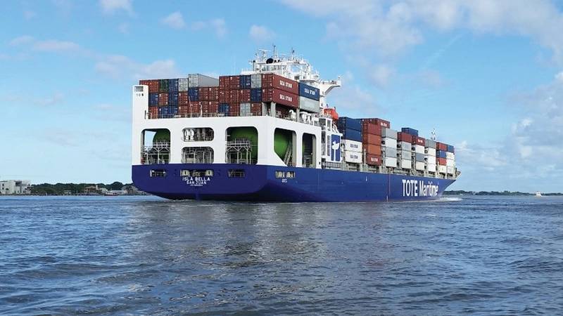 TOTE has three years under its belt of running containerships almost exclusively on LNG. (Photo: TOTE)