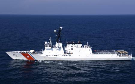 U.S. Coast Cutter Hamilton performs sea trials in the Gulf of Mexico Aug. 13, 2014. (U.S. Coast Guard photo by Carlos Vega)