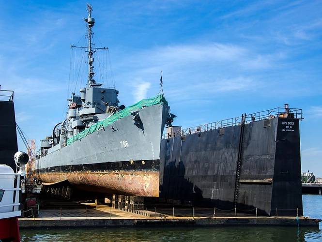 USS Slater in drydock (Photo courtesy Destroyer Escort Historical Museum)