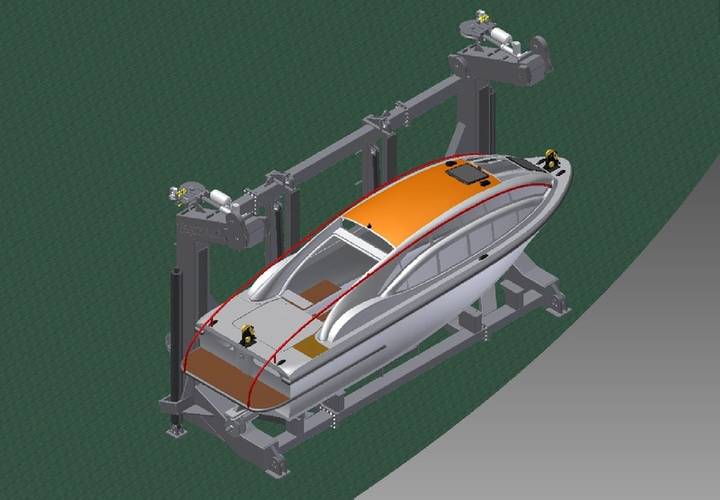 Vestdavit multipurpose davit for PGS Ramform stowed