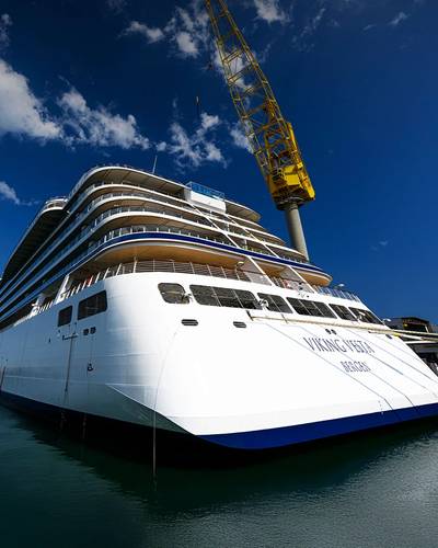 Viking Vesta, the second of a new series of cruise ships that Fincantieri is building for the shipowner Viking, was delivered today at the Ancona shipyard. Image courtesy Fincantieri