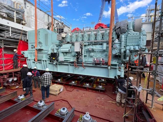 Wabtec power being installed at Philly Shipyard on the NSMV number one, Empire State. Photo courtesy Philly Shipyard