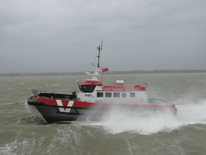 Windfarm support catamarans are expected to transfer personnel in a range of sea states. (Image credit: South Boats)