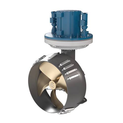 Wärtsilä has introduced new technologies, such as the WST-E thruster family, launched in 2024, designed specifically for specialized shallow-water applications. (Wärtsilä’s WST-E embedded electric steerable thruster.)
Image courtesy Wärtsilä