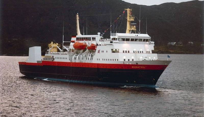 Yno 176, the passenger and cargo coastal line vessel 'Midnatsol', worked alongside the coast of Norway for 21 years. (Photo: Ulstein)
