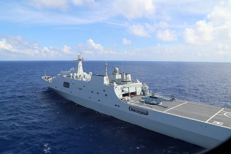 A Chinese naval ship performs a maritime