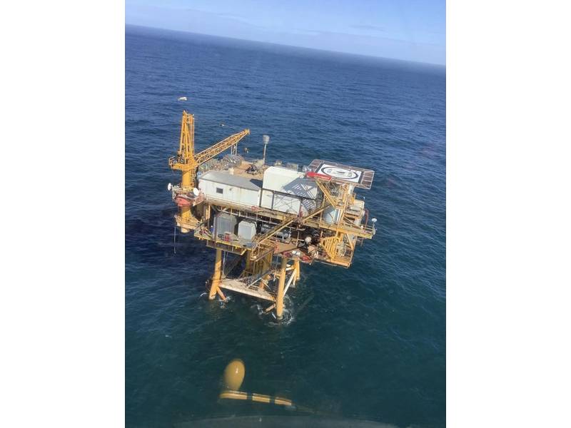 Debris from helicopter crash on an oil