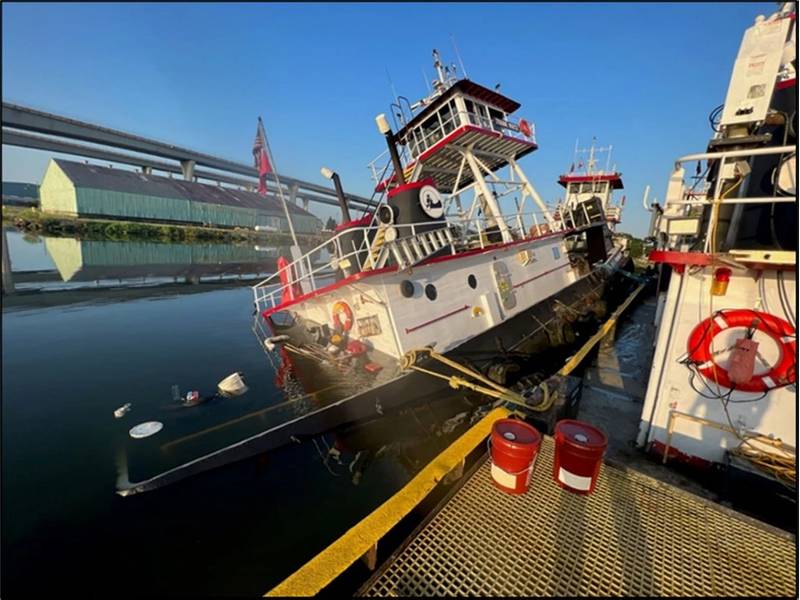 Joanne Marie listing at the shipyard on