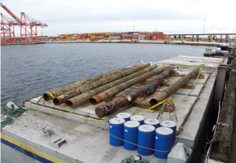 Six segments of damaged pipeline that