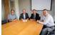 Port Taranaki representatives and Sanmar’s sales director at the contract signing: Grant Squire, marine engineer supervisor; Guy Roper, chief executive; Craig Bramley, Sanmar director of sales-Australian region; and Neville Fox, head of marine services (Photo: Sanmar)